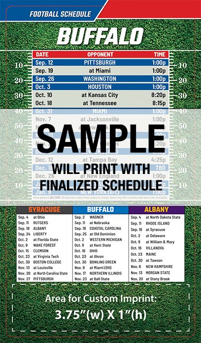 ReaMark Products: Buffalo Full Magnet Football Schedule